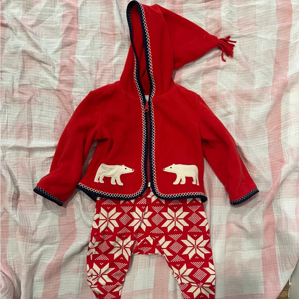 Hanna Andersson Fleece Jacket and Fair Isle Pants 6-12